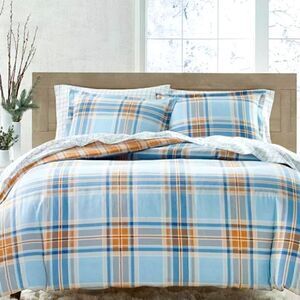 Homespun Plaid  100% Cotton Flannel Comforter, King ,Charter Club